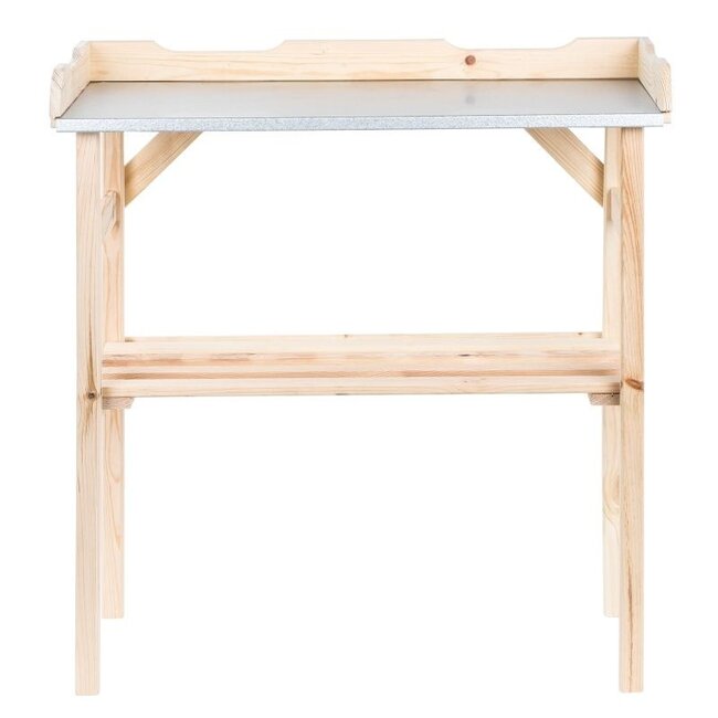 Wooden Potting Table –  With Zinc Top and Bottom Shelf