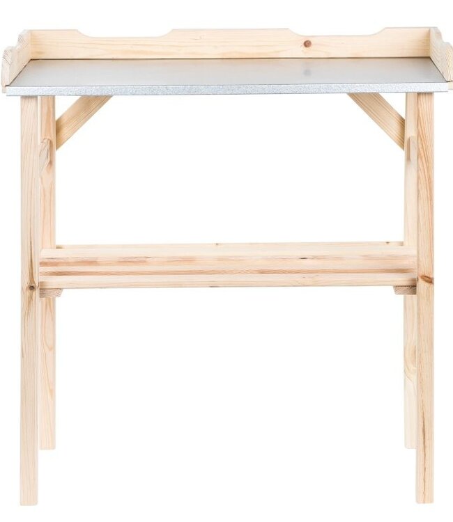Wooden Potting Table –  With Zinc Top and Bottom Shelf
