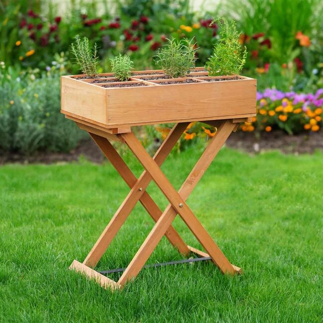 Raised Planter Table – Wooden Herb Table