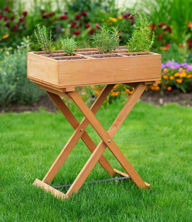 Raised Planter Table – Wooden Herb Table