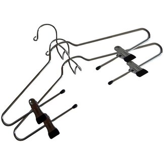 Metal Clothes Hangers – Set of 2 with Clips and Tie Hook