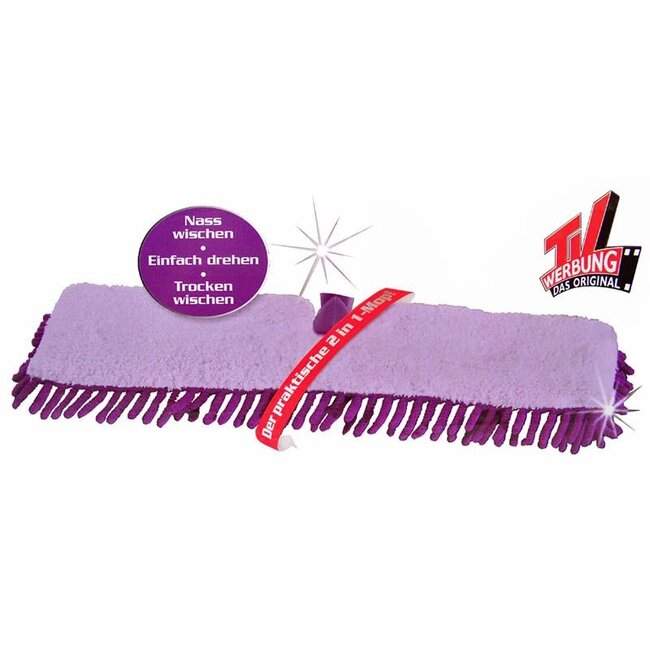Dubbelmop Premium – 2-in-1 Dweil met Draaifunctie – Microvezel & Chenille – Inclusief Telescoopsteel