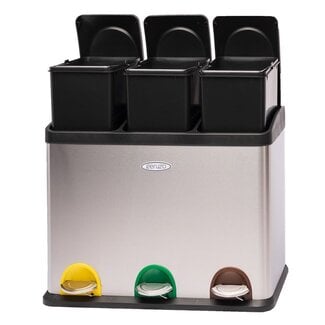 Ceruzo 3-Compartment Stainless Steel Recycling Bin - 3 × 15 l