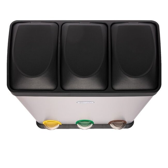 Recycling Waste Bin with 3 Compartments – 3x15L – Stainless Steel