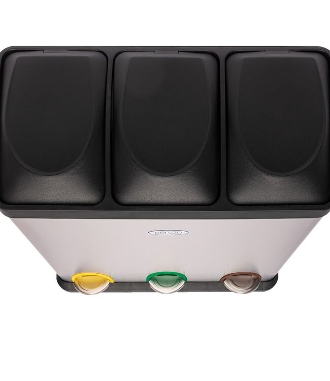 Recycling Waste Bin with 3 Compartments – 3x15L – Stainless Steel