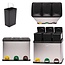 Recycling Waste Bin with 3 Compartments – 3x15L – Stainless Steel