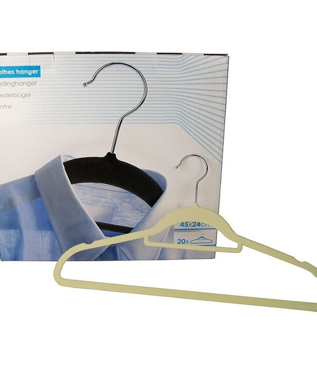 Kledinghangers – Set van 20 – Vilt – Beige