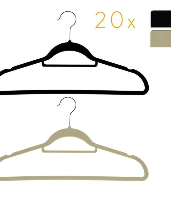 Clothes Hangers – Set of 20 – Felt – Beige