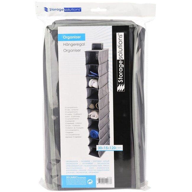 Wardrobe Organizer with 10 Compartments – Grey