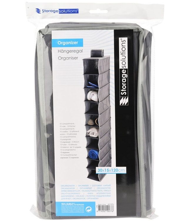 Wardrobe Organizer with 10 Compartments – Grey