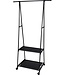 Clothing Rack with 2 Shelves – Adjustable – Black – Includes Wheels and Shelf Mats