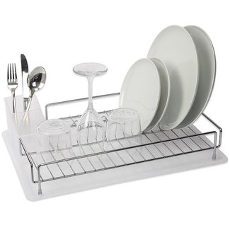 Duett Dish Rack with Cutlery Holder – Includes Drip Tray – Nickel & Chrome Finish