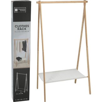 Trends4You Wooden Clothes Rack with Fabric Shelf
