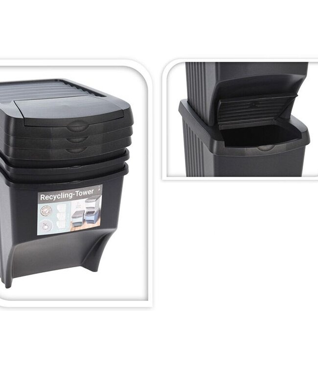 Afvalscheidingsbakken – Stapelbaar – Kunststof – Set van 3 x 22 Liter