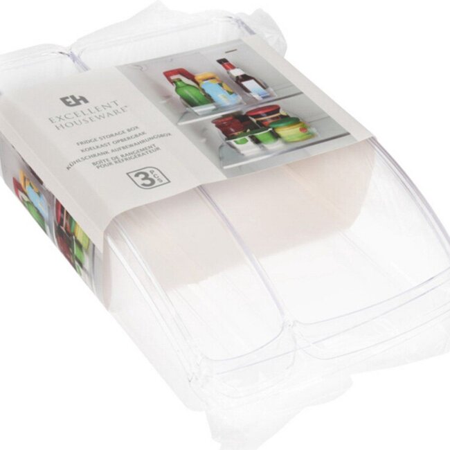Koelkast Opbergbakken – Set van 3 – Transparant