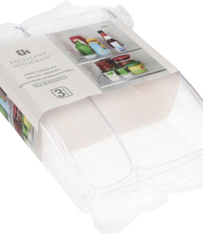 Koelkast Opbergbakken – Set van 3 – Transparant