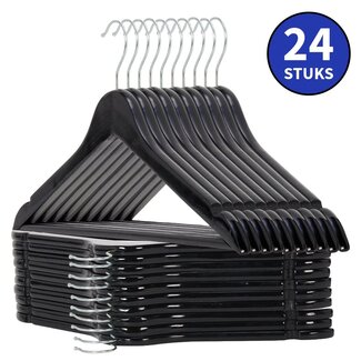 Ceruzo Houten Kledinghangers – Zwart – 24 stuks