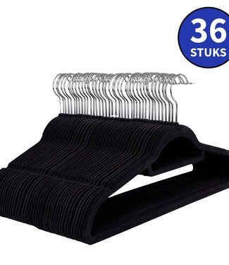 Ceruzo Anti-Slip Clothes Hangers with Trouser Bar – Black – 36 pieces