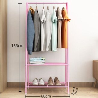 Ceruzo Clothing Rack with Shoe Shelf – Metal – Pink