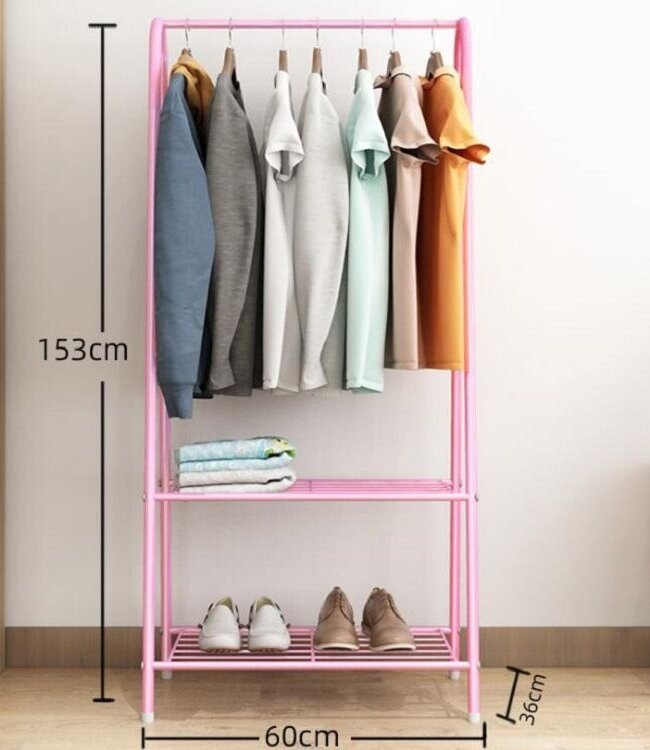 Kledingrek met Schoenenrek – Metaal – Pink