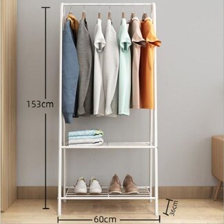 Ceruzo Clothing Rack with Shoe Shelf – Metal – White