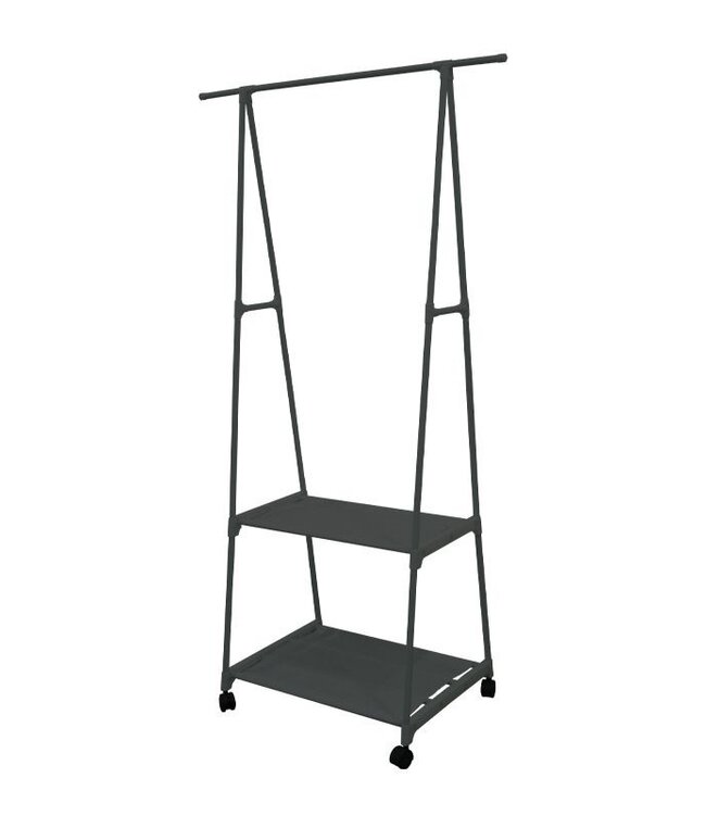 Clothing Rack with Shelves – Rolling – Black