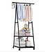 Clothing Rack with Shelves – Rolling – Black