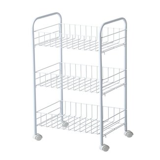 Ceruzo Kitchen Trolley - 3 Wire Baskets - on Wheels - White