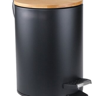 Ceruzo Soft Close Trash Can with Foot Pedal - Bamboo Lid - 3 Liters
