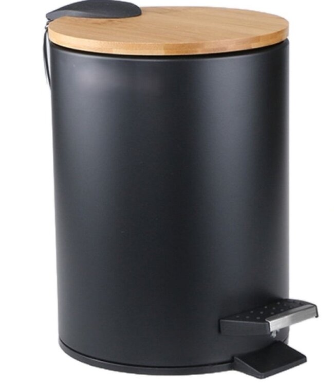 Soft Close Trash Can with Foot Pedal – Bamboo Lid – 3 Liters