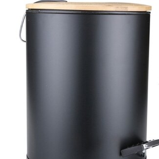 Ceruzo Soft-Close-Mülleimer mit Fußpedal - Bambusdeckel - 5 Liter