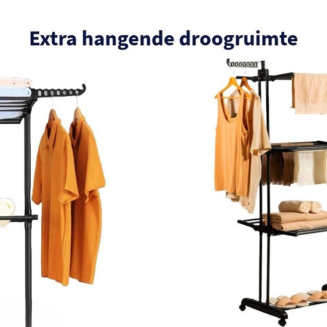 Inklapbaar Droogrek met Wieltjes – 24 Waslijnen
