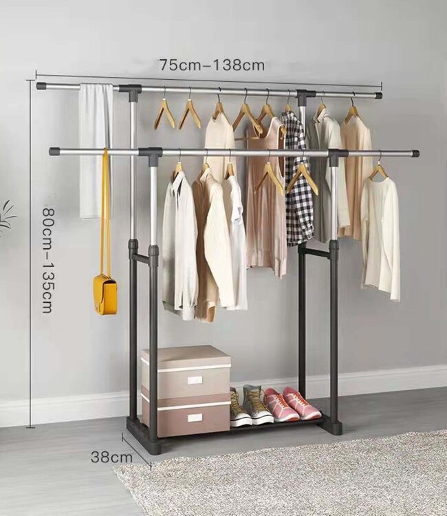 Adjustable Clothes Rack – With Shoe Rack