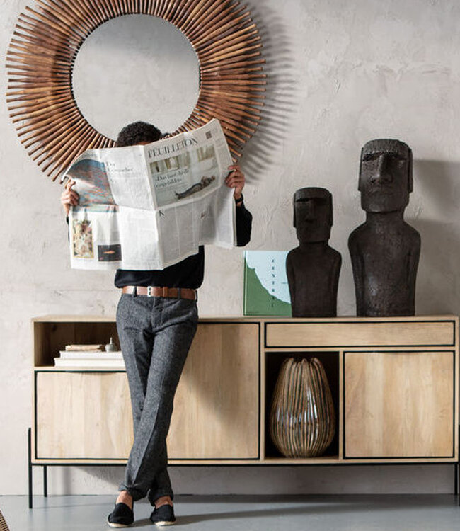 Moai Paaseiland Beeld - 34x26x80cm - Grijs