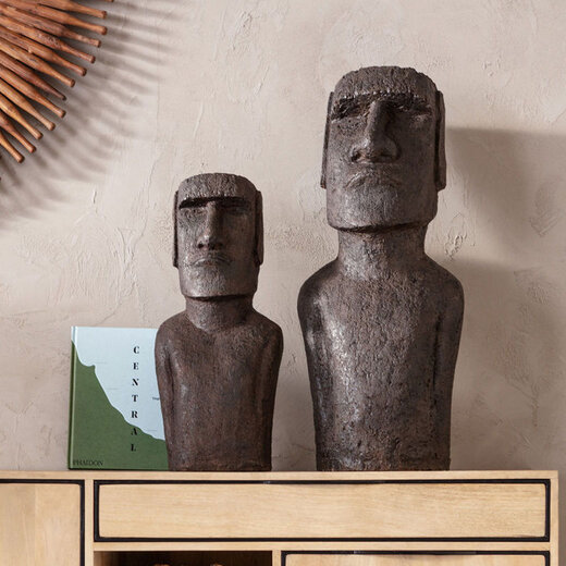 Atmosphera Moai Paaseiland Beeld – 34x26x80cm – Grijs