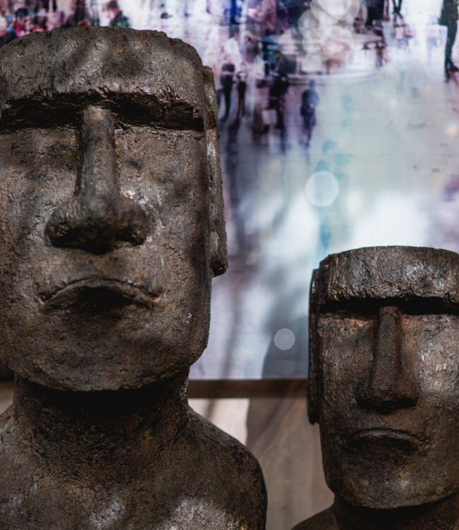 Moai Paaseiland Beeld - 34x26x80cm - Grijs