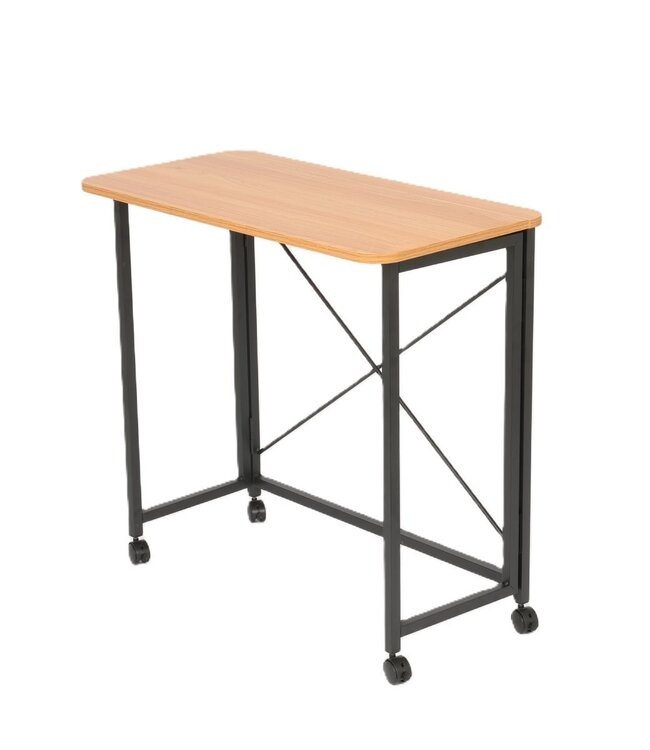 Wall Table – Folding Tabletop – Black Frame – With Wheels