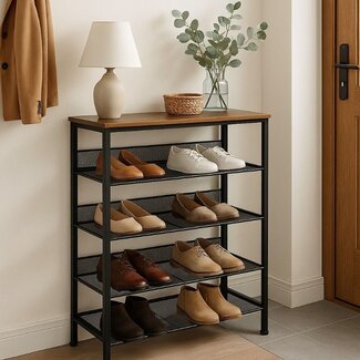 Ceruzo Schuhregal - Holz und Metall - 4 Ebenen - verstellbare Beine