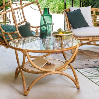 Atmosphera Rattan Side Table - Farah - D90 cm