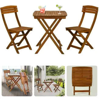 Ambiance 3-Piece Collapsible Bistro Set - Garden Table and Chairs