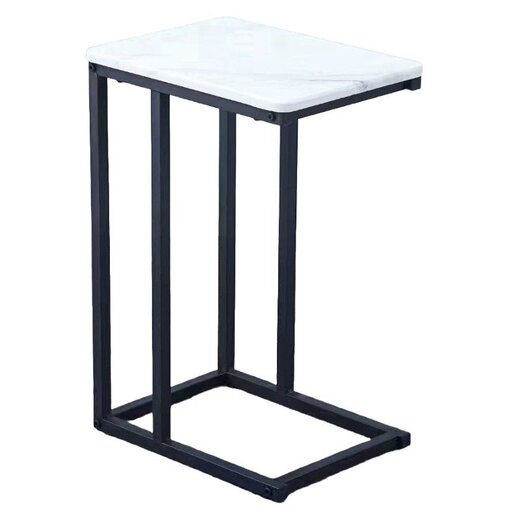 Ceruzo Side table - Bench table - Metal and MDF - White Marbled