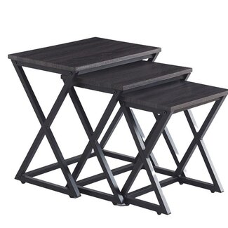 Ceruzo Side tables Paris - Set of 3 - Black - X-frame Design