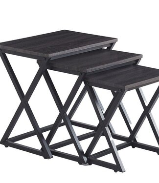 Ceruzo Side Tables Paris – Set of 3 – Black Metal & MDF – X-Frame Design