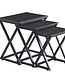 Side Tables Paris – Set of 3 – Black Metal & MDF – X-Frame Design