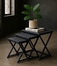 Side Tables Paris – Set of 3 – Black Metal & MDF – X-Frame Design