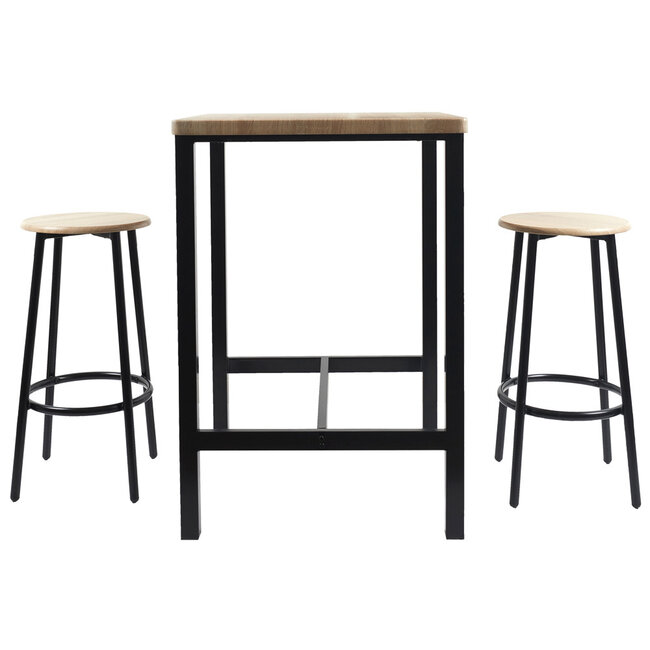 Tafel met 4 Krukjes – Industrieel Loka Set met IJzeren Frame