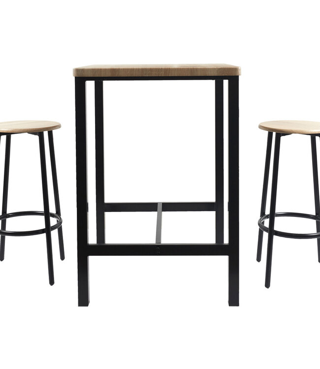Table with 4 Stools – Industrial Loka Set with Iron Frame