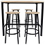 Tafel met 4 Krukjes – Industrieel Loka Set met IJzeren Frame