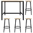 Tafel met 4 Krukjes – Industrieel Loka Set met IJzeren Frame