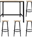 Tafel met 4 Krukjes – Industrieel Loka Set met IJzeren Frame